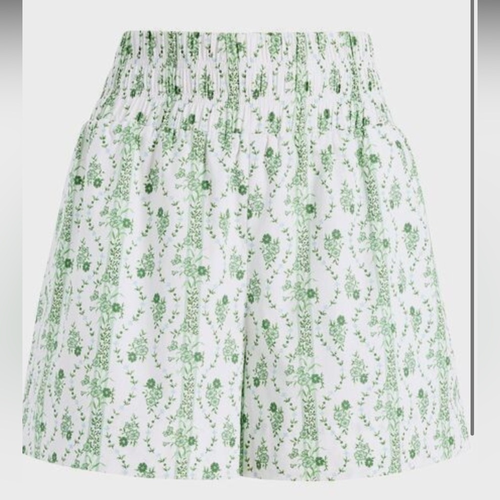 Hill House Green Floral High Waist Shorts
